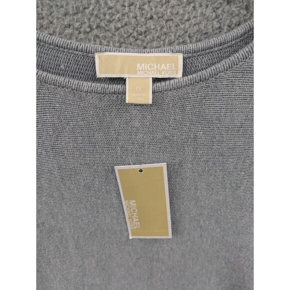 NWT Michael by Michael Kors Pearl Heather Gray Women's 1X Tunic Sweater - Picture 5 of 16
